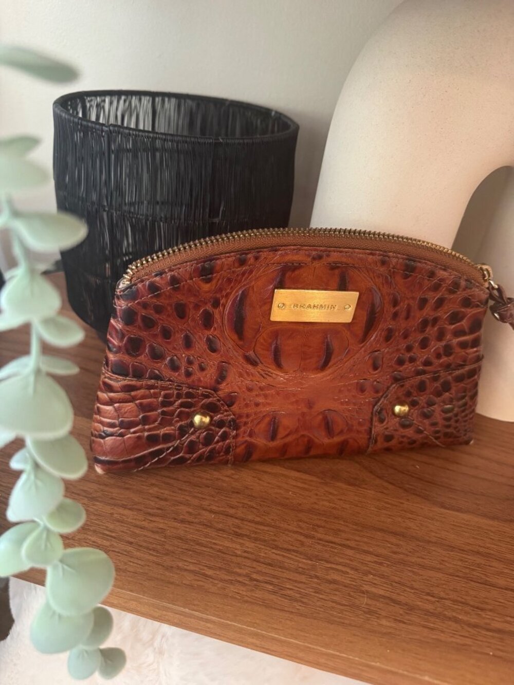 Brahmin Dany Toiletry and Cosmetic Leather Bag Pouch Melbourne Zipper